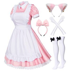 9956 Japanese Anime 6pcs Lolita French Maid Apron Fancy Dress